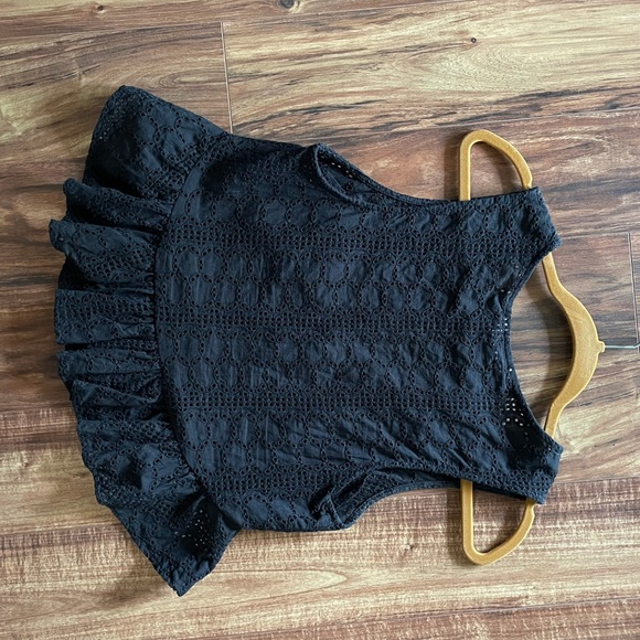 BCBG black eyelet peplum top - Picture 5 of 6